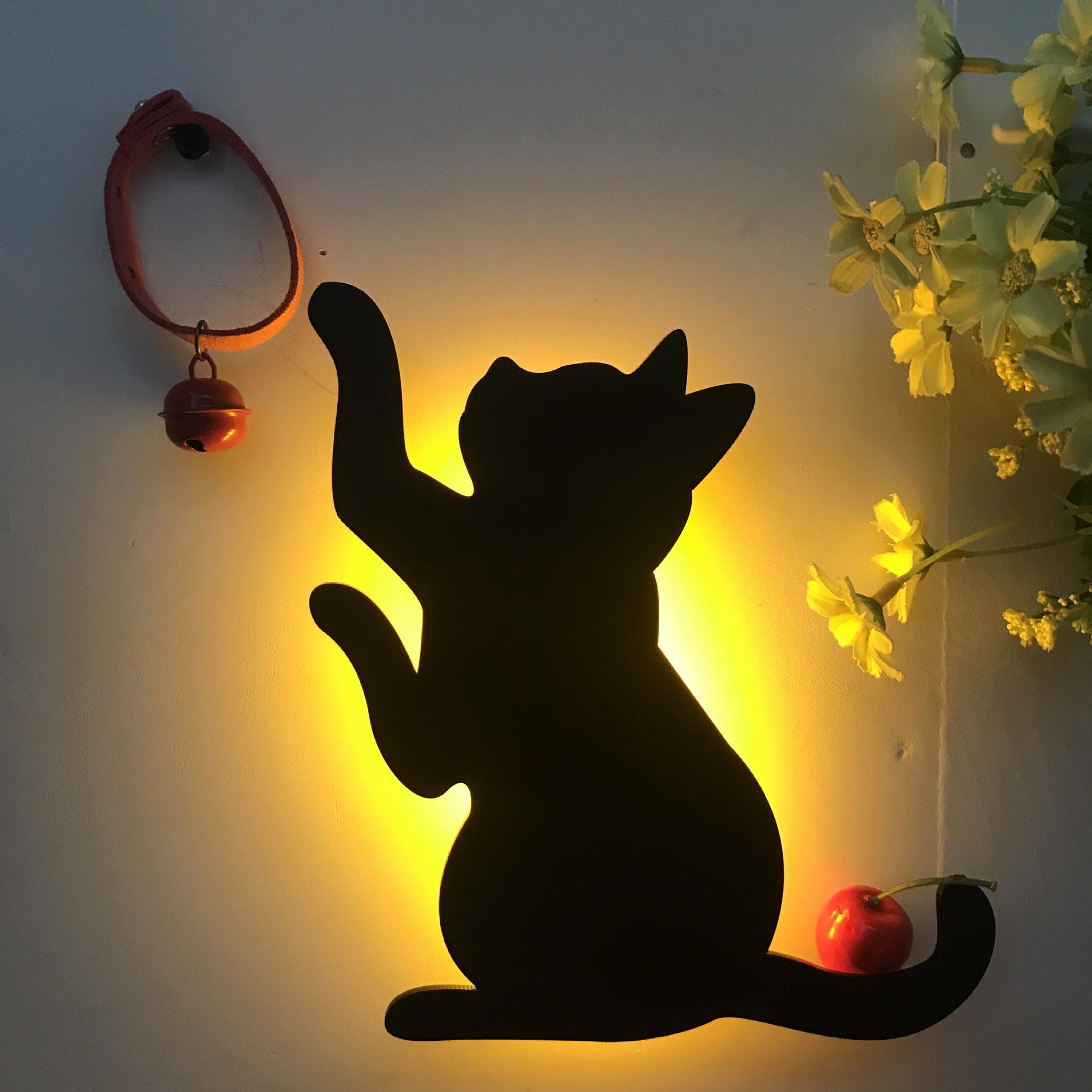 Lampara LED Nocturna con Sensor de sonido,Gato y Búho Decorativo