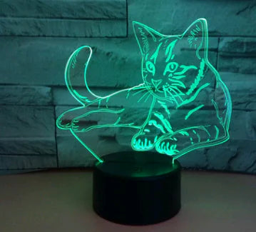 Lámpara de Mesa USB LED Táctil de Ilusión 3D Gato Colorida
